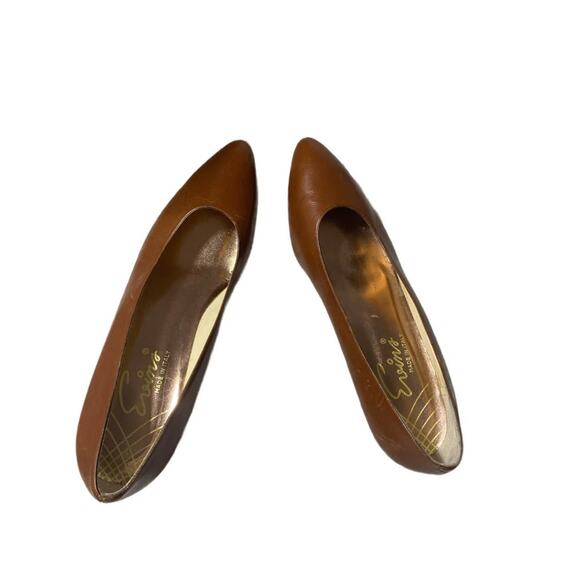 VTG 80s/90s David Evins Chestnut Leather Pumps Heels Shoes Made in Italy Sz 9B - Picture 5 of 10